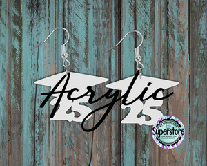 Clear Acrylic Grad Cap  Earrings -  5 & 10 pairs 1.5 & 2 inch size - Sublimation Acrylic