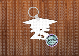 Grad cap 25 keychain - Single sided sublimation mdf blank 2.5 inch