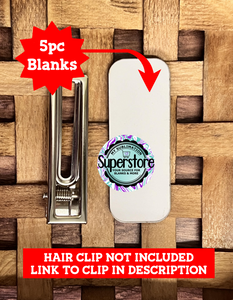 Hair clip blank (5 blanks included) MDF sublimation blank