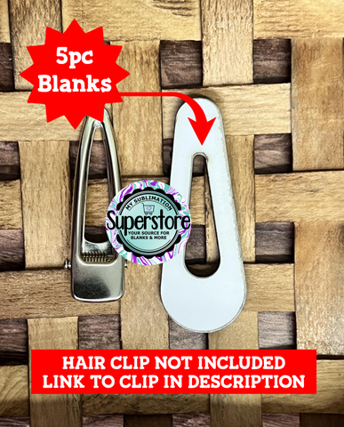 Open hair clip blank (5 blanks included) MDF sublimation blank