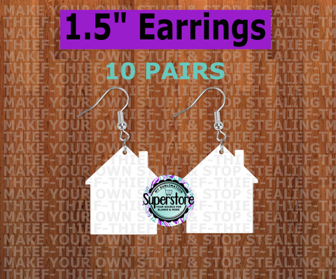 1.5 inch - House earring - BULK PURCHASE 10pair