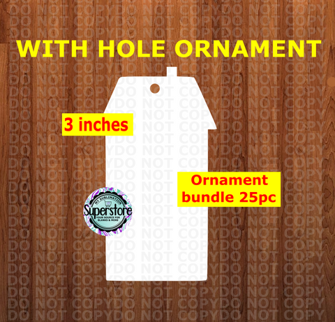 Primitive House - WITH HOLE - ornament bundle price - MDF sublimation blanks