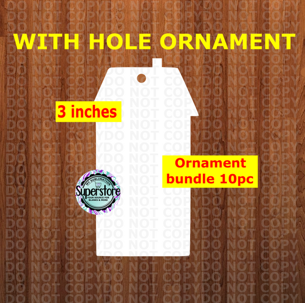 Primitive House - WITH HOLE - ornament bundle price - MDF sublimation blanks