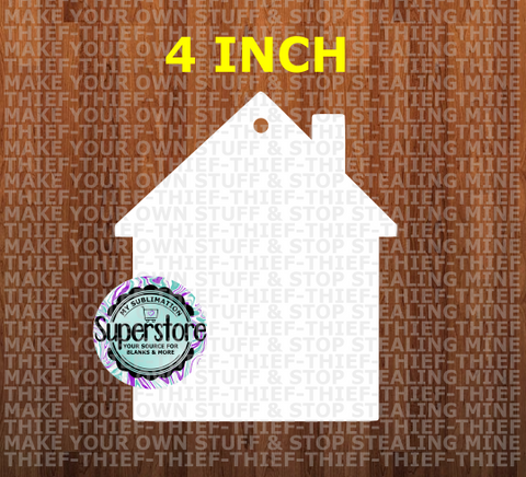 4 inch - House - WITH hole - Ornament size