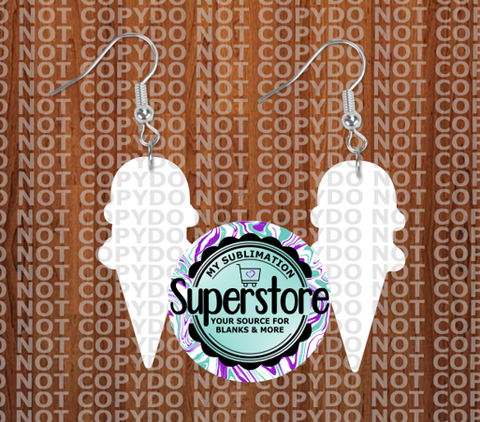 Ice cream cone earrings 3 size options - BULK PURCHASE 10pair