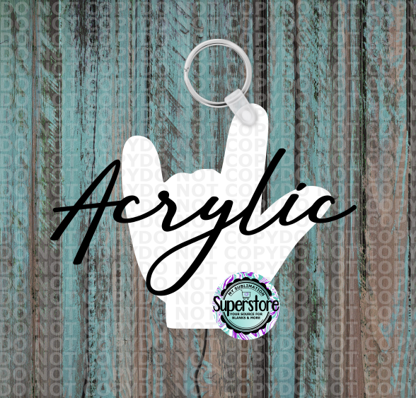 Acrylic I love you ASL Keychain  - Sublimation Acrylic