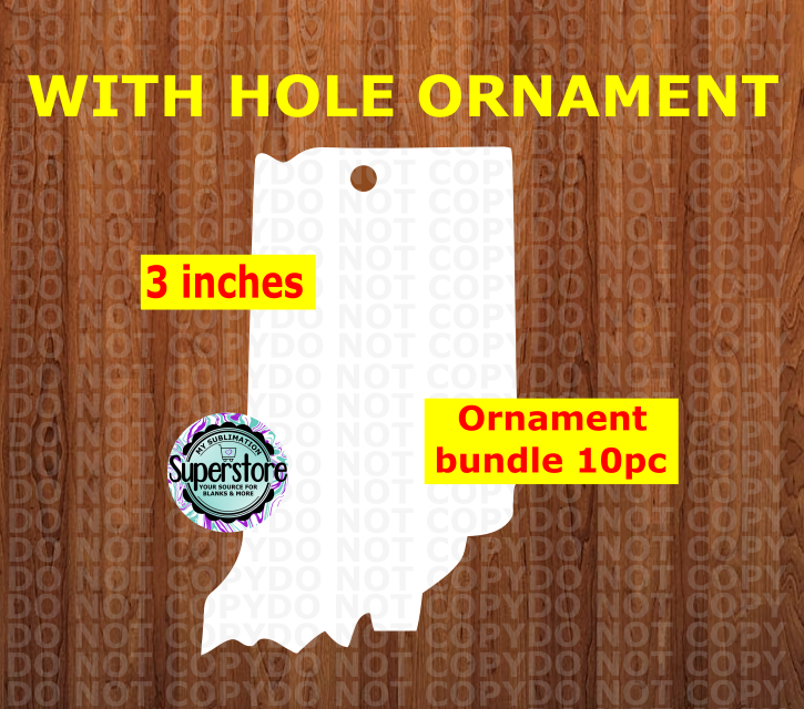 Indiana state - WITH hole - Ornament Bundle Price