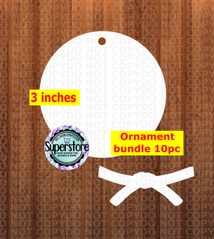 Karate belt & round bundle  - WITH HOLE - ornament bundle price - MDF sublimation blanks