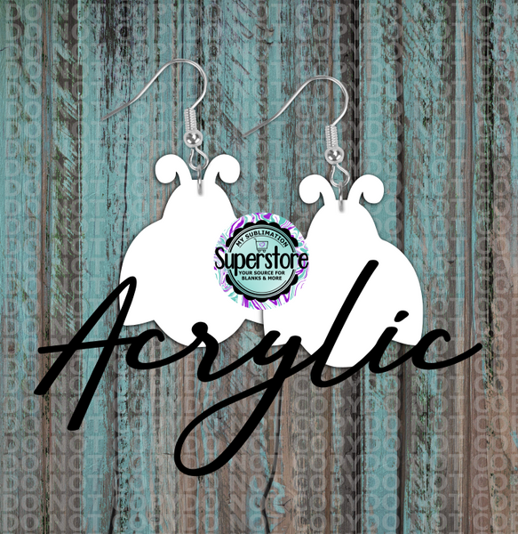 Clear Acrylic Ladybug -  Earrings -  5 & 10 pairs 1.5 & 2 inch size - Sublimation Acrylic