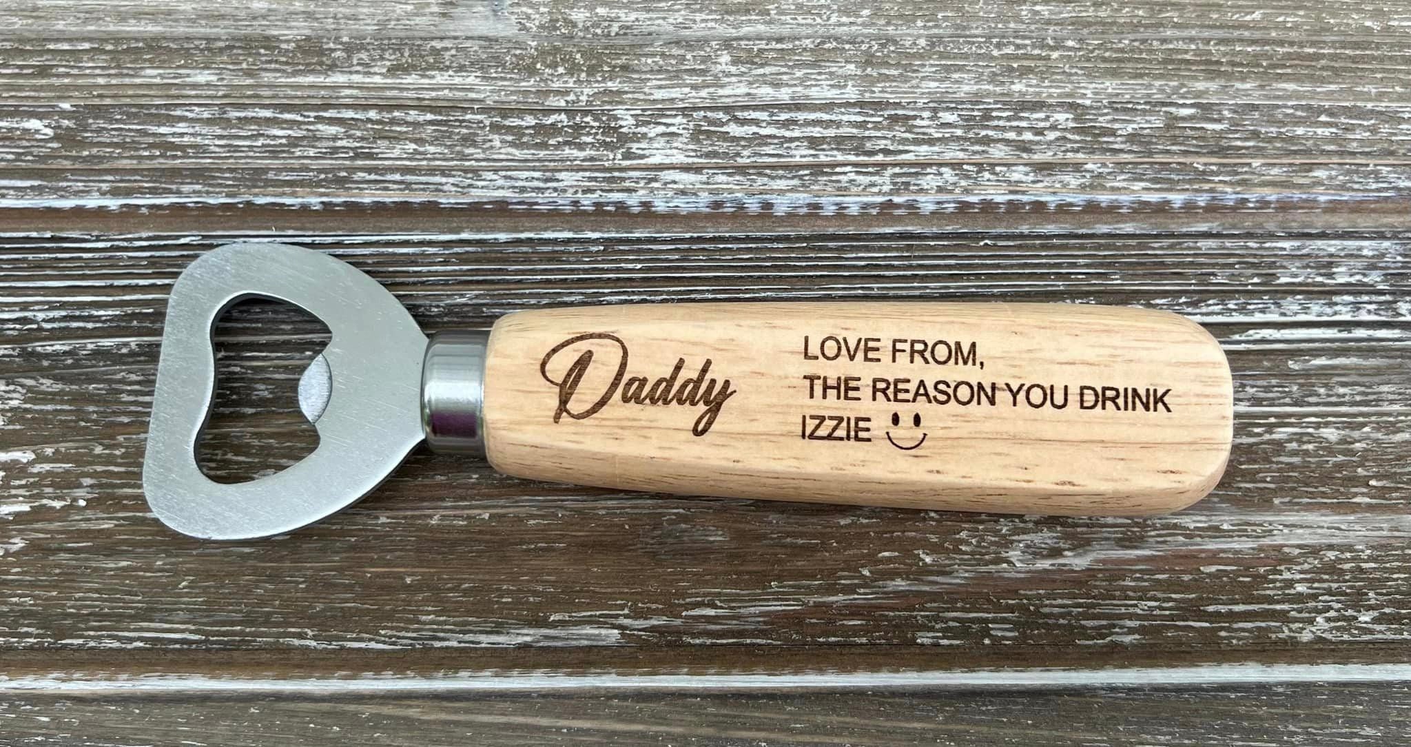 Laser engraved bottle opener