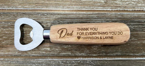 Laser engraved bottle opener