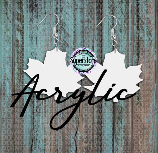 Clear Acrylic Leaf -  Earrings -  5 & 10 pairs 1.5 & 2 inch size - Sublimation Acrylic