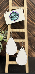 10 pairs of faux leather tear drop earrings 1.5 & 2 inch sizes - sublimation blanks
