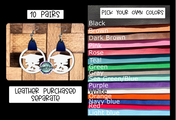 Grad 25 hoop faux leather earrings - Sublimation MDF - 10 pairs