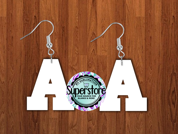 Varsity letter A earrings size 1.5 inch or 2 inch MDF - BULK PURCHASE 10pair