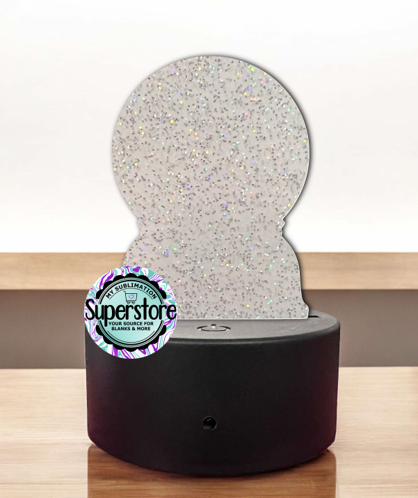 GLITTER Acrylic Snow Globe Light Base Blank  - Sublimation Acrylic