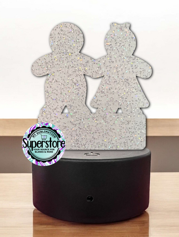 GLITTER Acrylic Gingerbread Couple Light Base Blank  - Sublimation Acrylic