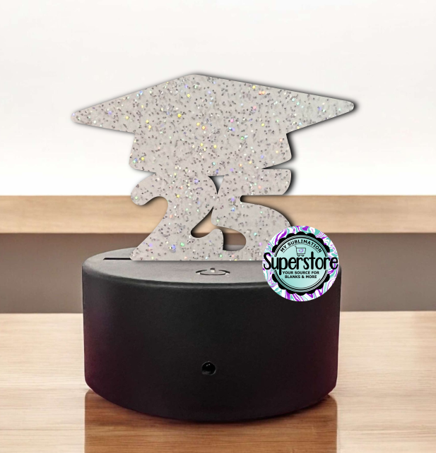GLITTER Acrylic Grad Cap 25 Light Base Blank  - Sublimation Acrylic