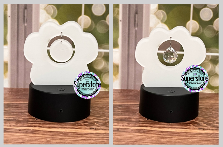 WITH HOLE - Acrylic  Dog Paw Light Base Blank  - Sublimation Acrylic