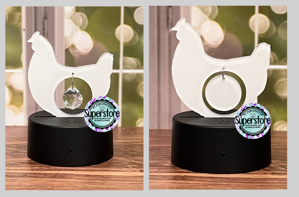 WITH HOLE - Acrylic Chicken Light Base Blank  - Sublimation Acrylic