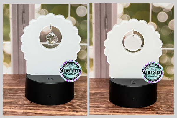 WITH HOLE - Acrylic Scalloped  Light Base Blank  - Sublimation Acrylic