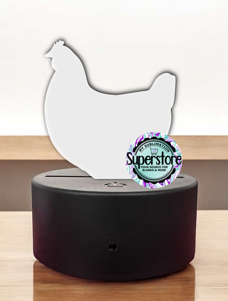 Acrylic Chicken Light Base Blank  - Sublimation Acrylic - Regular or Glitter