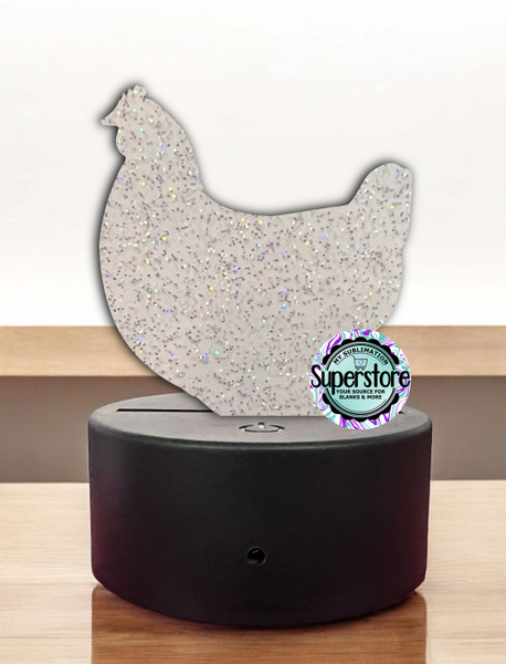 Acrylic Chicken Light Base Blank  - Sublimation Acrylic - Regular or Glitter