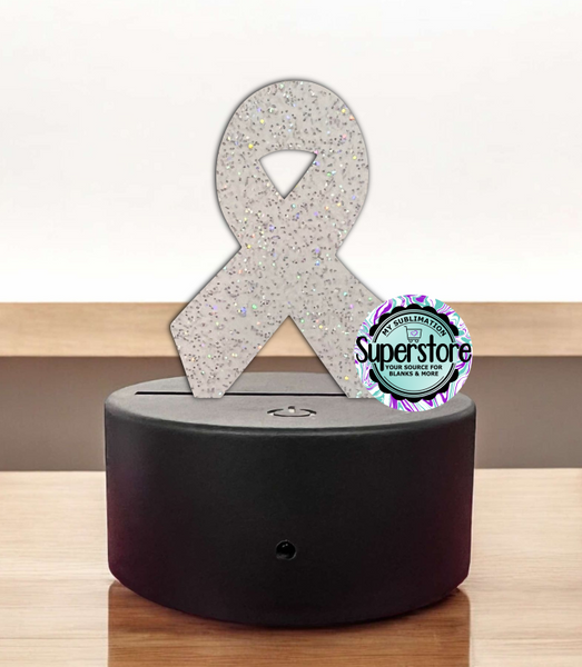 GLITTER Acrylic Cancer Ribbon Light Base Blank  - Sublimation Acrylic
