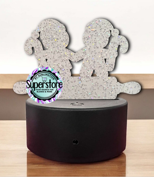 GLITTER Gingerbread Rolling Pin Couple Light Base Blank  - Sublimation Acrylic