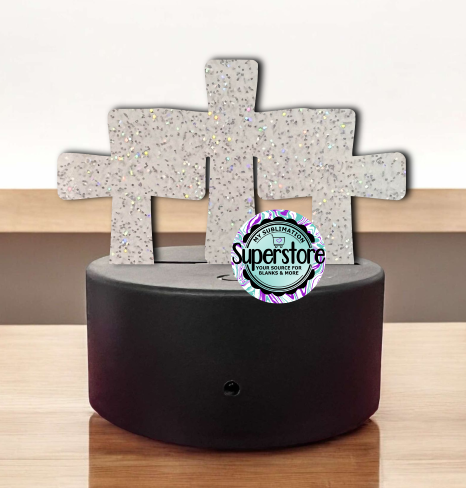 GLITTER Acrylic Trio Cross Light Base Blank  - Sublimation Acrylic