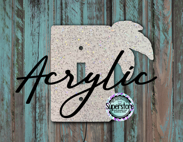 Glitter Acrylic - Light Switch Cover - Palm Tree - Sublimation Acrylic