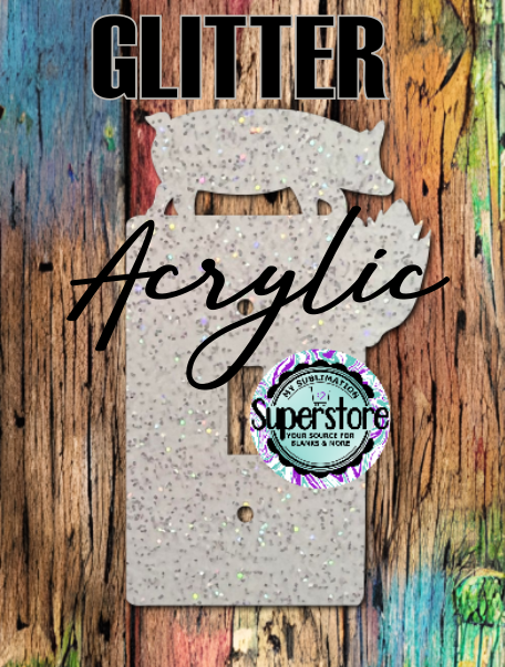 Glitter Acrylic - Light Switch Cover - Pig with corn - Sublimation Acrylic