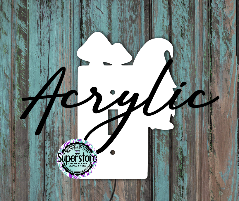 Clear Acrylic - Light Switch Cover - Gnome with mushrooms - Sublimation Acrylic