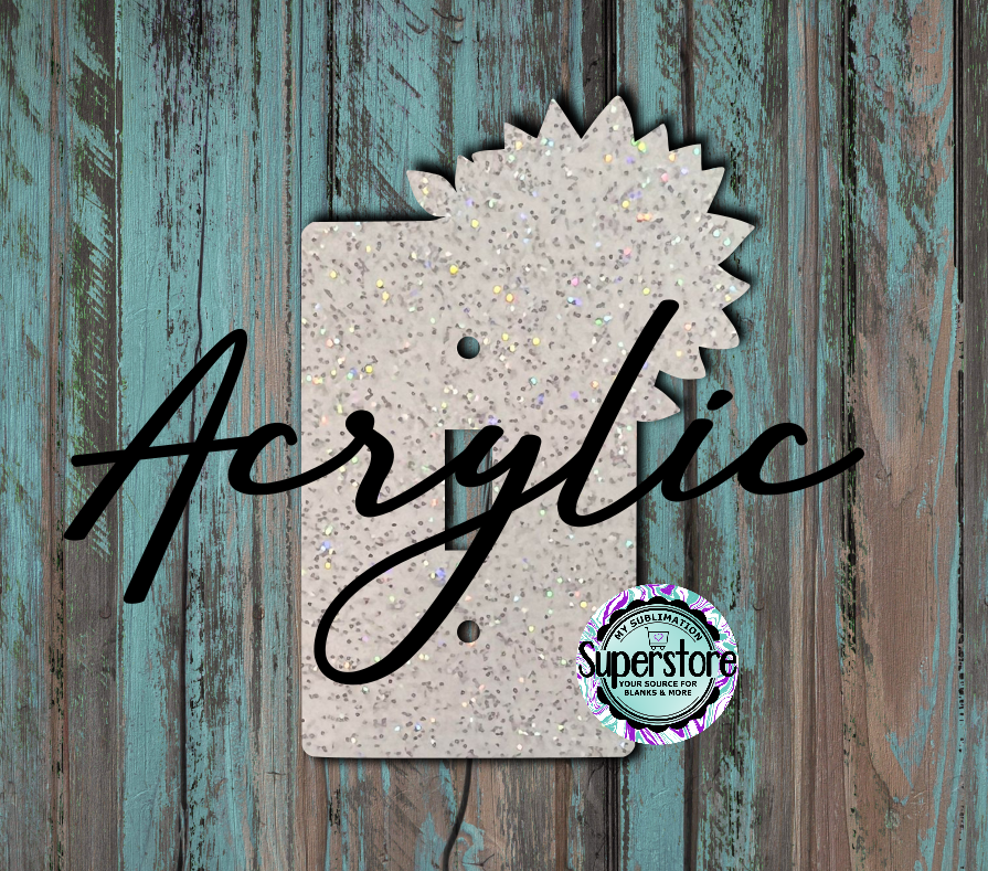 Glitter Acrylic - Light Switch Cover - Sunflower - Sublimation Acrylic