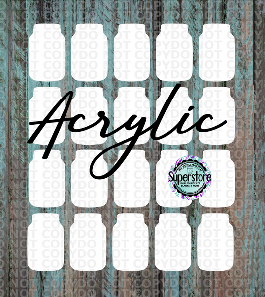 Acrylic Mason Jar  - 10 or 20 count  1.5 & 2 inch size - Sublimation Acrylic