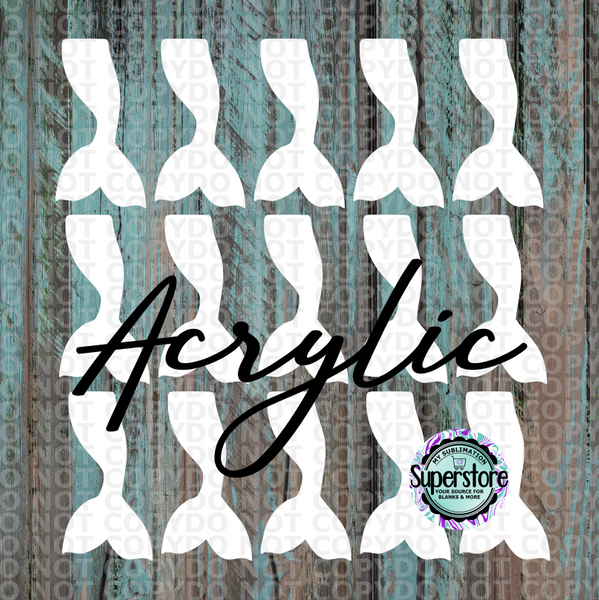 Acrylic Mermaid Tail - 10 or 20 count  1.5 & 2 inch size - Sublimation Acrylic