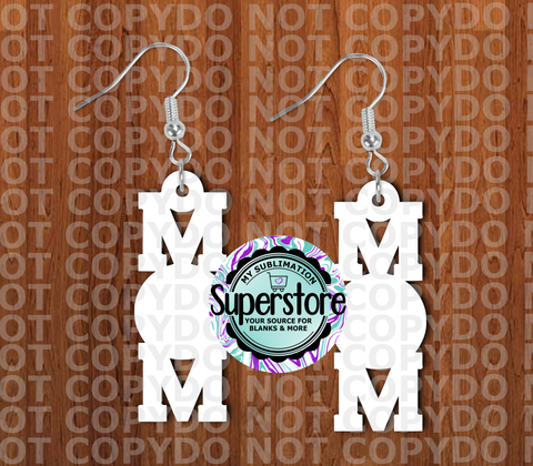 Mom earrings size 1.5 inch or 2 inch MDF - BULK PURCHASE 10pair