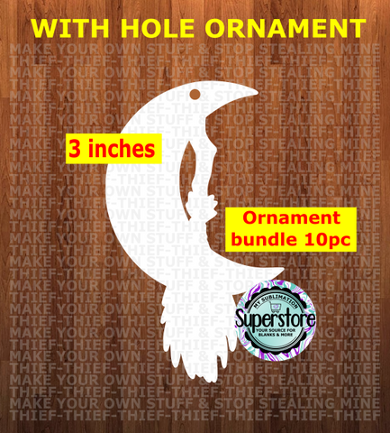 Moon with Broom - WITH hole - Ornament Bundle Price
