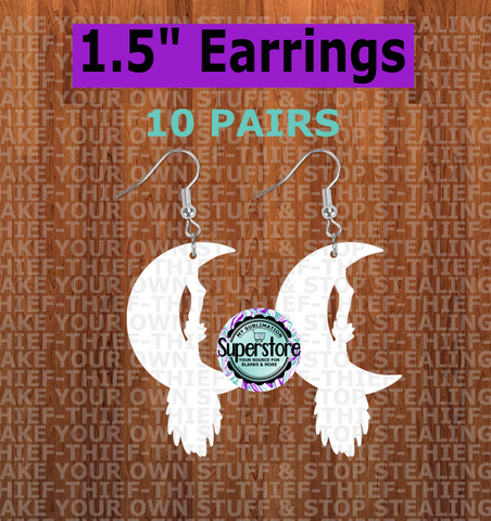 1.5 inch - Moon with broom earring - BULK PURCHASE 10pair