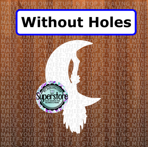 Moon with broom - withOUT holes - Wall Hanger - 5 sizes to choose from - Sublimation Blank