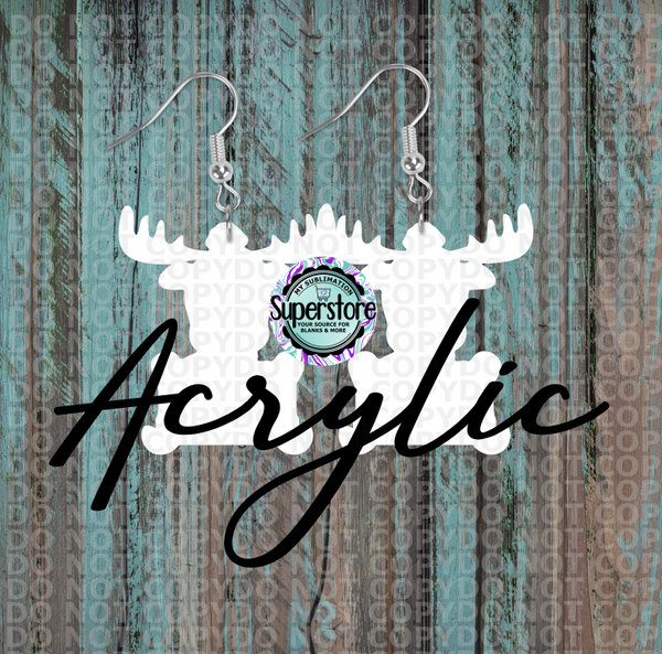 Acrylic Moose Earrings -   5 & 10 pairs 1.5 & 2 inch size - Sublimation Acrylic