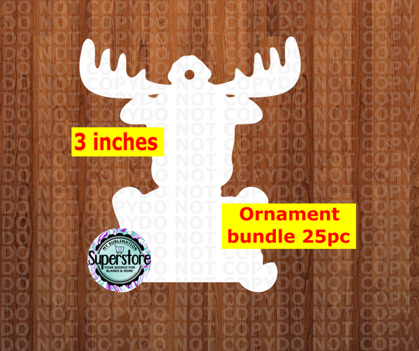 Moose - WITH HOLE - ornament bundle price - MDF sublimation blanks