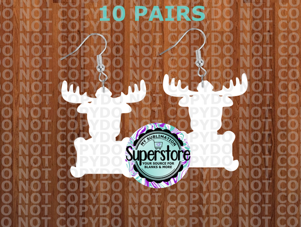 Moose  earrings - BULK PURCHASE 5 or 10pair - 1.5 inch or 2 inch - MDF Sublimation Blanks