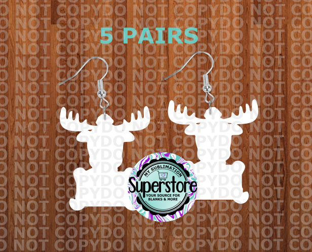 Moose  earrings - BULK PURCHASE 5 or 10pair - 1.5 inch or 2 inch - MDF Sublimation Blanks