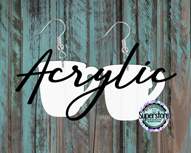 Clear Acrylic Mug -  Earrings -  5 & 10 pairs 1.5 & 2 inch size - Sublimation Acrylic