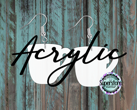 Clear Acrylic Mug -  Earrings -  5 & 10 pairs 1.5 & 2 inch size - Sublimation Acrylic