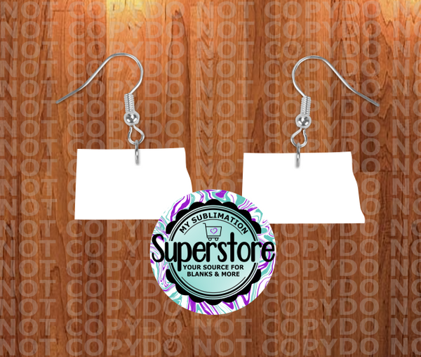 North Dakota - earrings 2 sizes  1.5 / 2 inch -  BULK PURCHASE 10pair - Single sided MDF