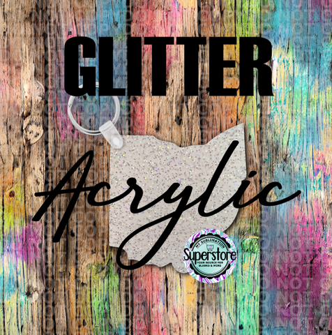 Glitter - Acrylic  Ohio - Keychain -  Sublimation Glitter Acrylic