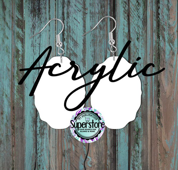 Clear Acrylic Vintage Oval Frame -  Earrings -  5 & 10 pairs 1.5 & 2 inch size - Sublimation Acrylic