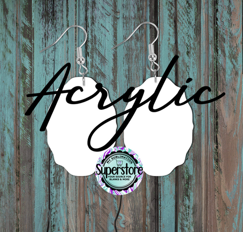 Clear Acrylic Vintage Oval Frame -  Earrings -  5 & 10 pairs 1.5 & 2 inch size - Sublimation Acrylic